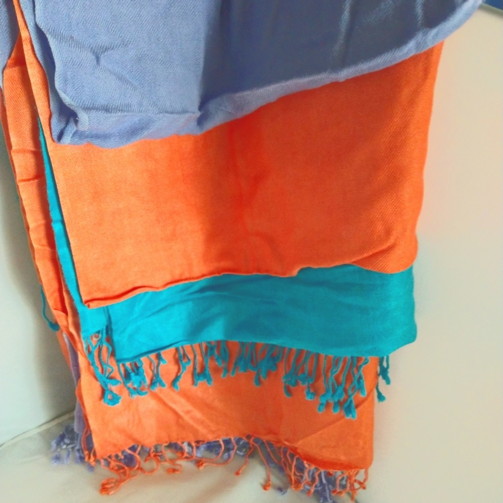 PASHMINA Vintage Cashmere Silk Tassel Scarves Bundle